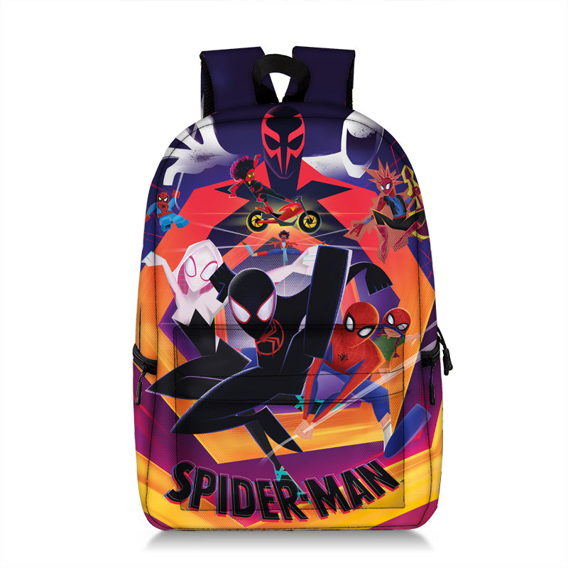Spider-Man Backpack Kids 17" School Bag Large Capacity Allover Print Zipper Pouches