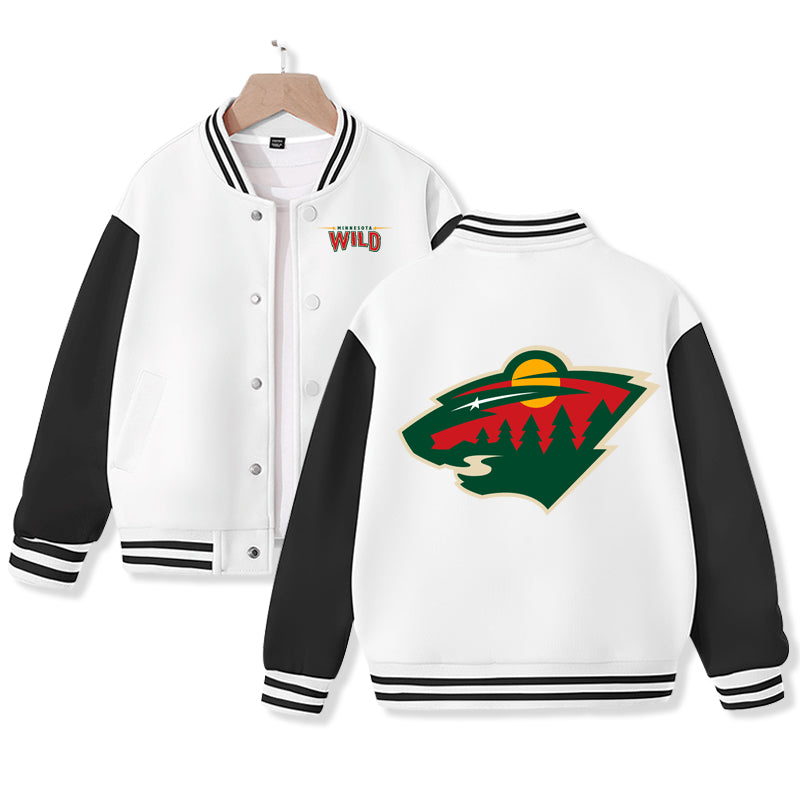 Minnesota Jacket for Kids Ice Hockey Varsity Jacket Cotton Made Medium Thickness