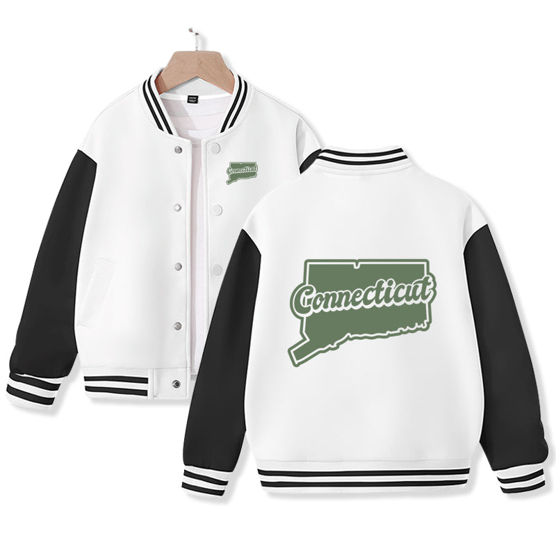 Connecticut Varsity Jacket for Kids Baseball Jacket Letterman Jacket Cotton Jacket