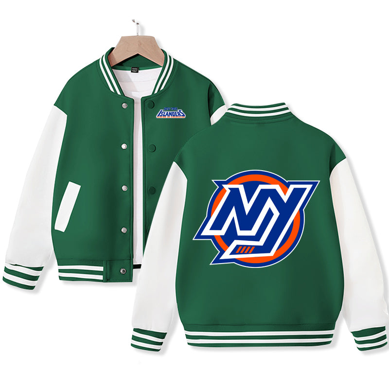 New York Jacket for Kids Ice Hockey Varsity Jacket Cotton Made Medium Thickness