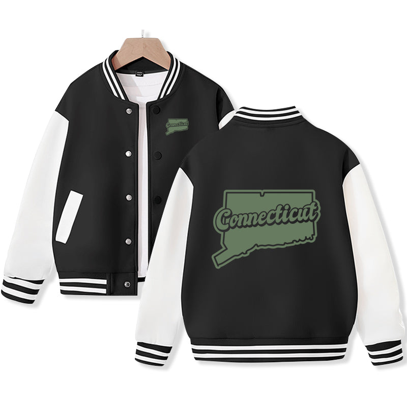 Connecticut Varsity Jacket for Kids Baseball Jacket Letterman Jacket Cotton Jacket