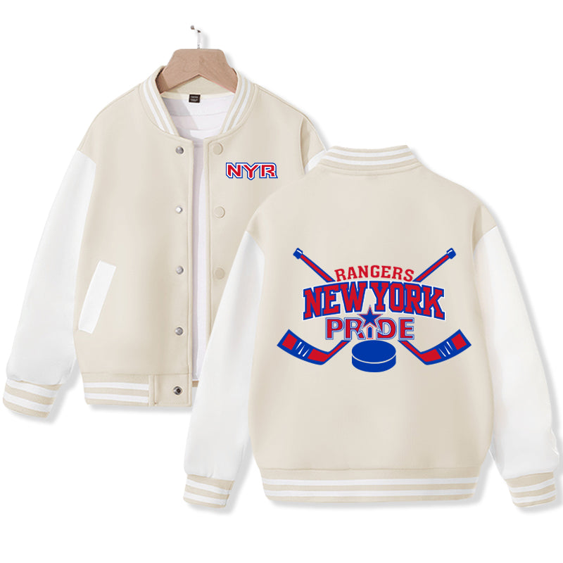 New York Ice Hockey Jacket for Kids Varsity Jacket Cotton Made Medium Thickness