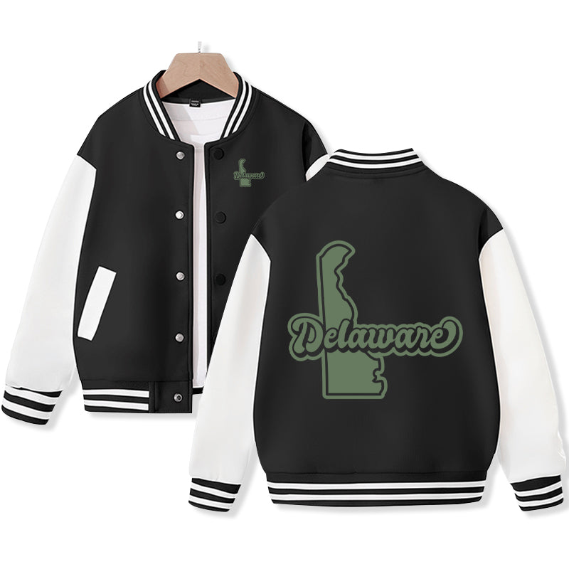 Delaware Varsity Jacket for Kids Baseball Jacket Letterman Jacket Cotton Jacket