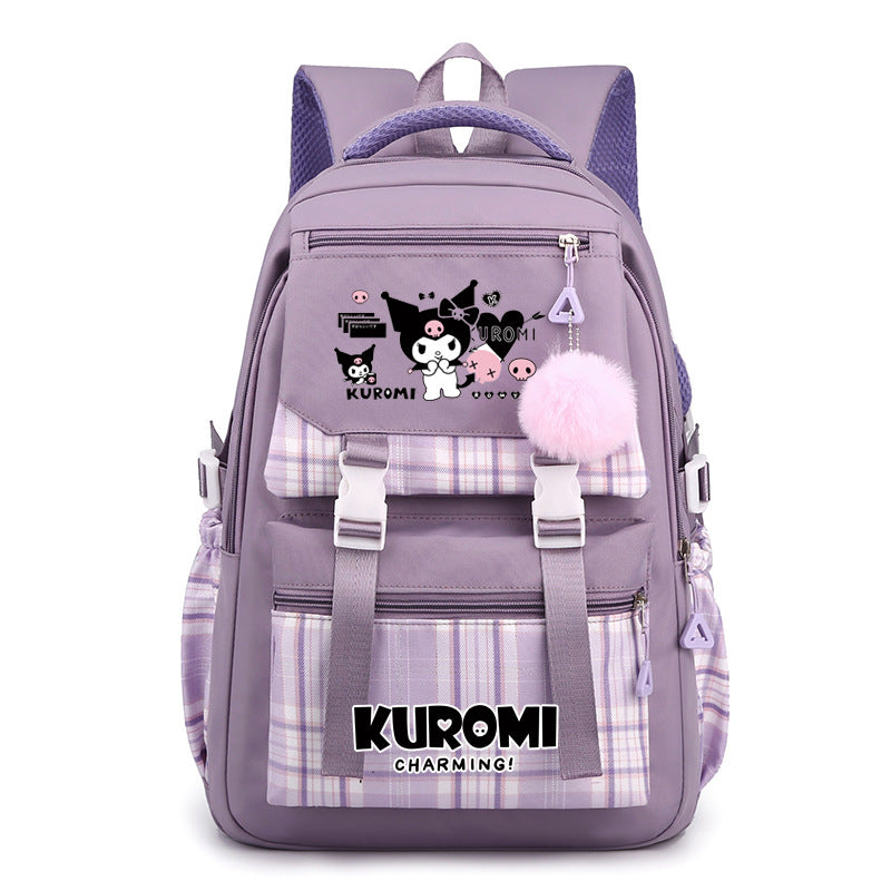 Kuromi Girl's Nylon School Backpack Waterproof Multiple Pockets