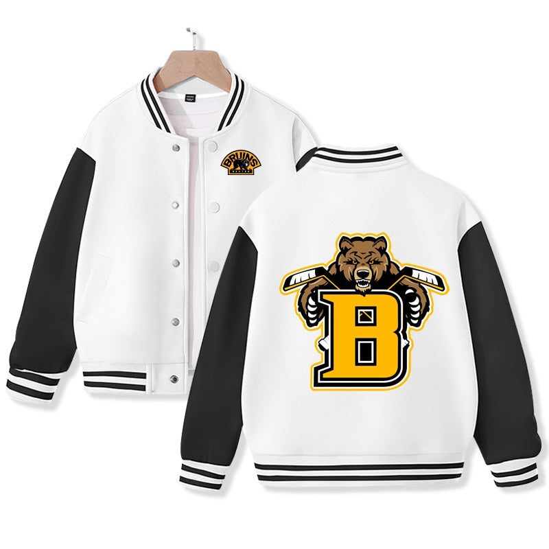 Boston Jacket for Kids Ice Hockey Varsity Jacket Cotton Made Medium Thickness