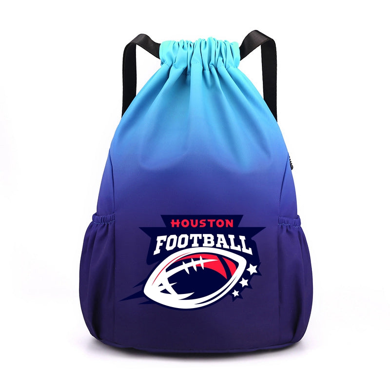 Houston Drawstring Backpack American Football Large Gym Bag Water Resistant Sports Bag