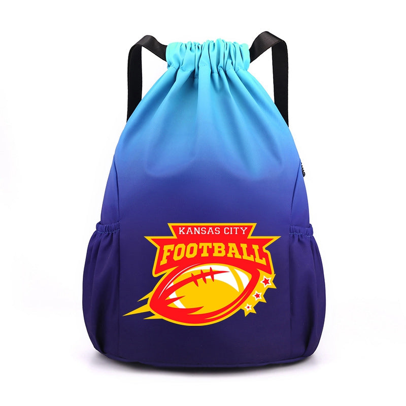 Kansas City Drawstring Backpack American Football Large Gym Bag Water Resistant Sports Bag