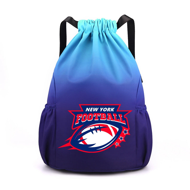 New York Drawstring Backpack American Football Large Gym Bag Water Resistant Sports Bag