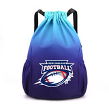 New England Drawstring Backpack American Football Large Gym Bag Water Resistant Sports Bag