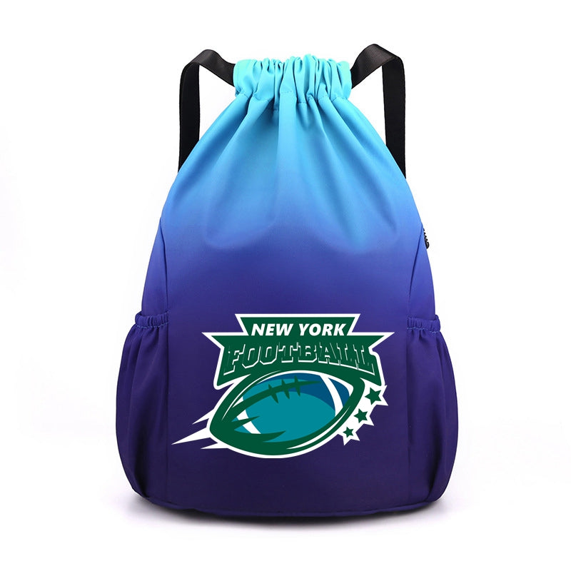 New York American Football Drawstring Backpack Large Gym Bag Water Resistant Sports Bag