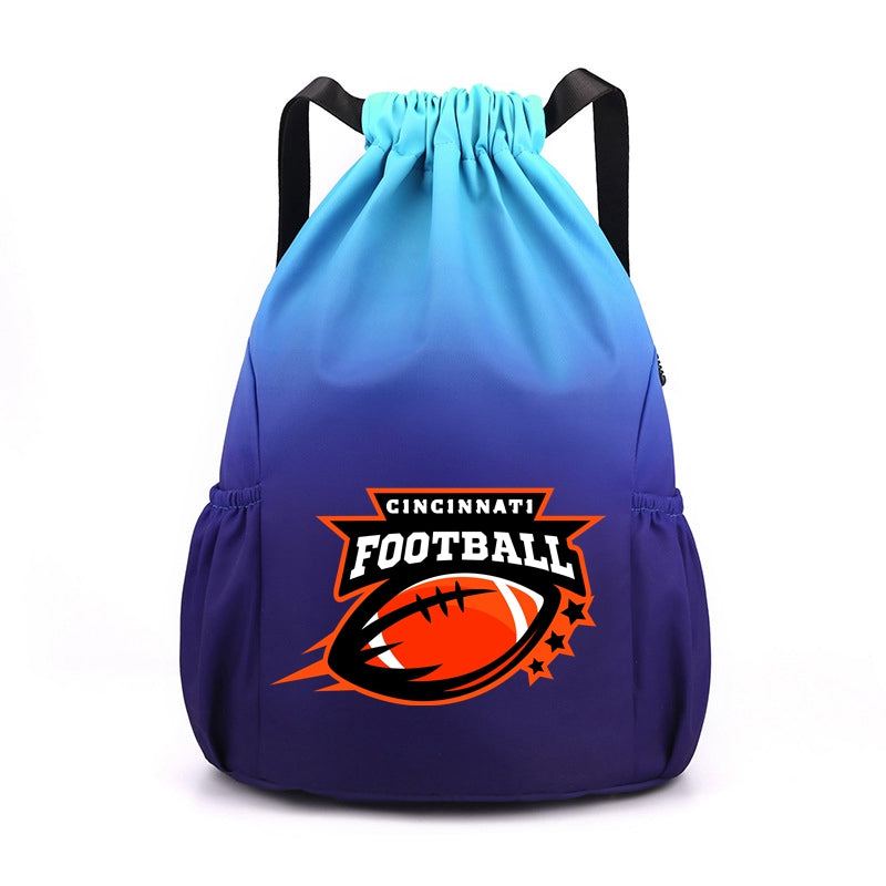 Cincinnati Drawstring Backpack American Football Large Gym Bag Water Resistant Sports Bag