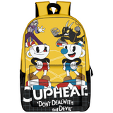 Cuphead Backpack Kids 17" Allover Print School Bag Large Capacity Ideal Present