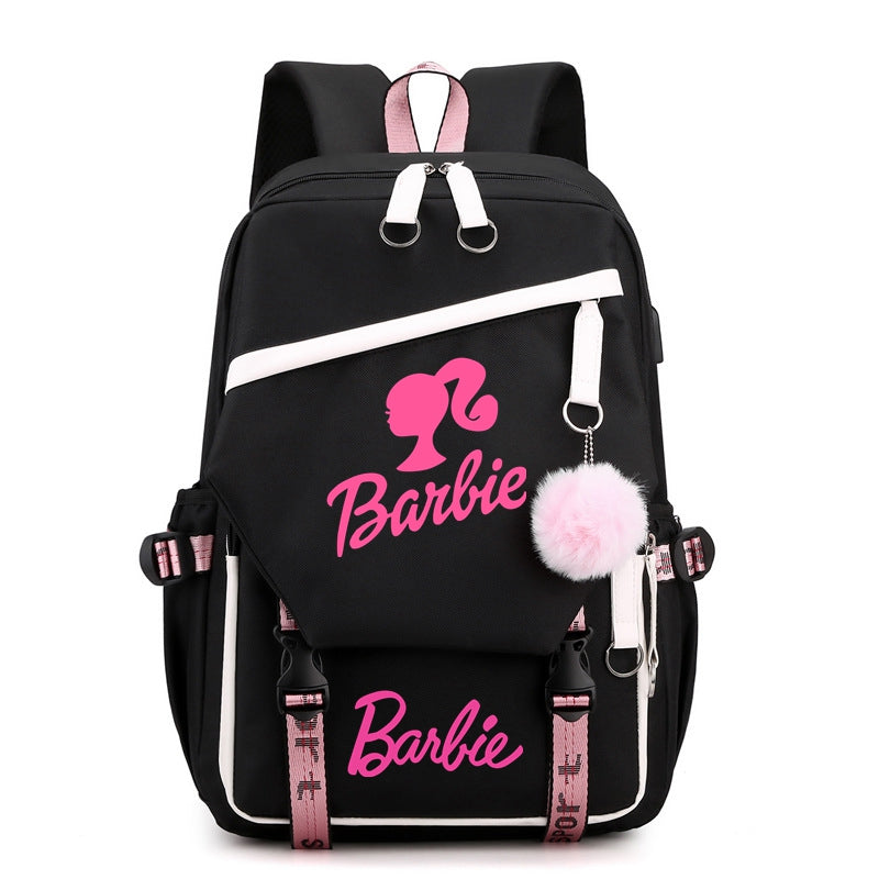 Barbie Kid's 17 inches School Backpack with USB Charging Port