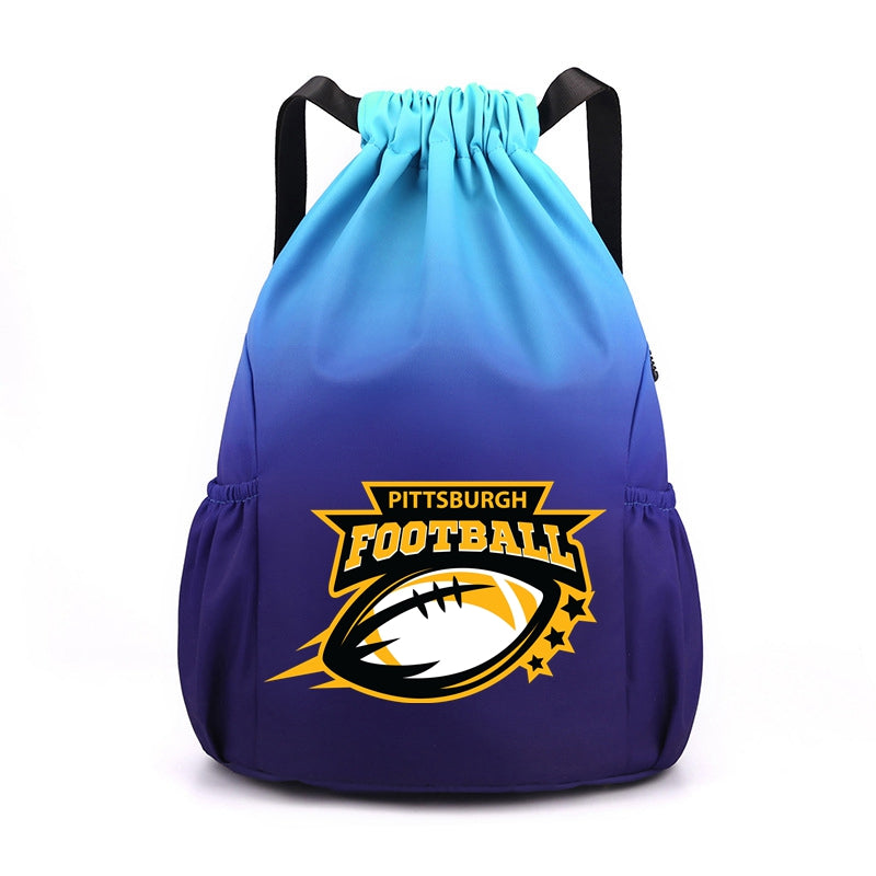 Pittsburgh Drawstring Backpack American Football Large Gym Bag Water Resistant Sports Bag