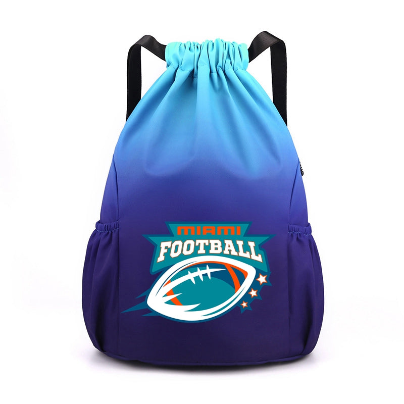 Miami Drawstring Backpack American Football Large Gym Bag Water Resistant Sports Bag