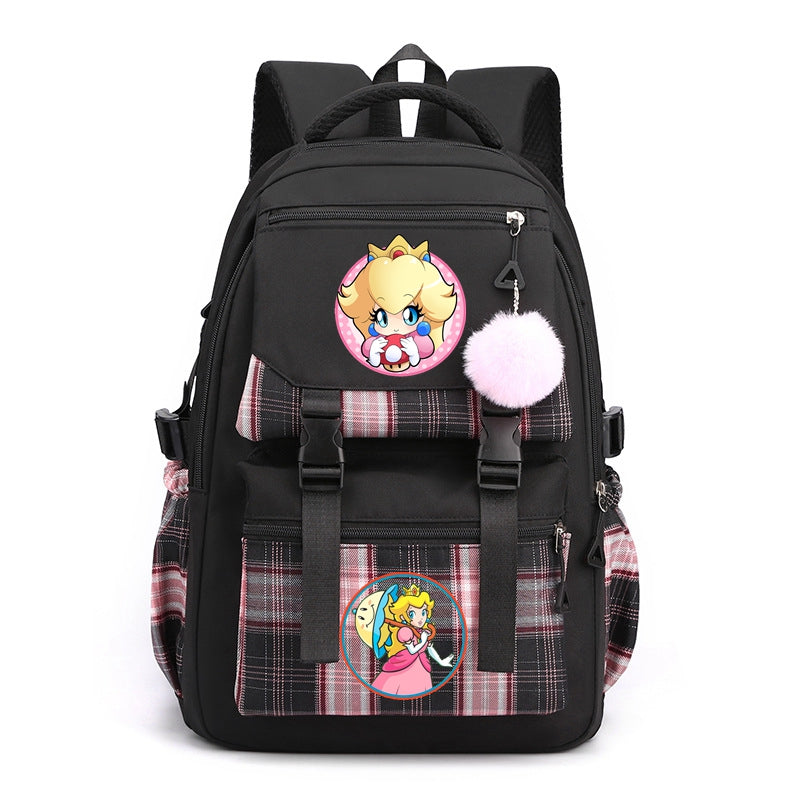 Princess Peach Girl's Nylon School Backpack Waterproof Multiple Pockets