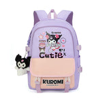 Kuromi Girl's Nylon School Backpack Waterproof Multiple Pockets Ideal Gift