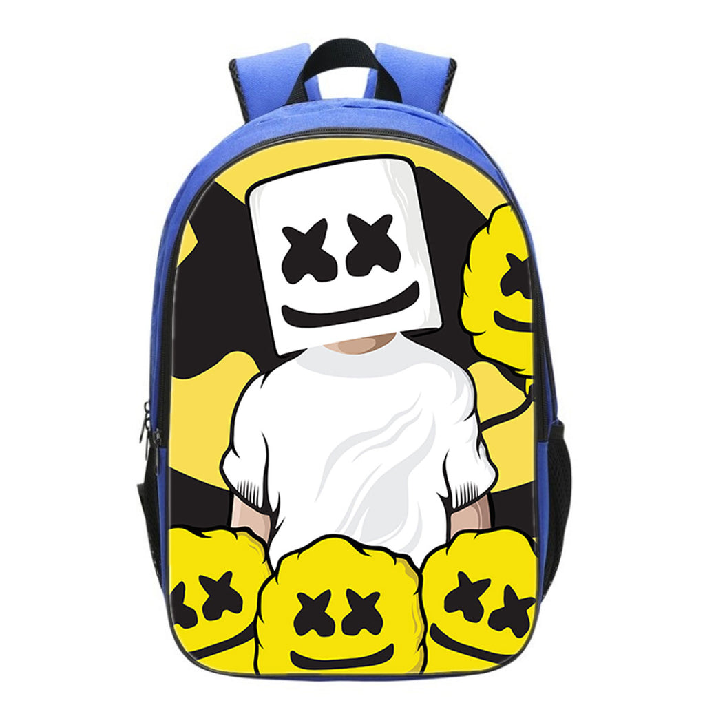 Kids Marshmello Backpack Large Blue School Bag Bookbags Trendy Marshmello Bag