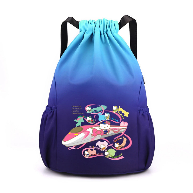 Hello Kitty Drawstring Backpack Large Gym Bag Water Resistant Sports Bag Ideal Present