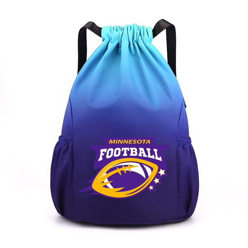 Minnesota Drawstring Backpack American Football Large Gym Bag Water Resistant Sports Bag