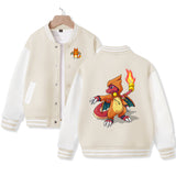 Cute Charmeleon Varsity Jacket for Kids Pop Baseball Jacket Letterman Jacket Cotton Jacket