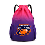 Chicago Drawstring Backpack American Football Large Gym Bag Water Resistant Sports Bag