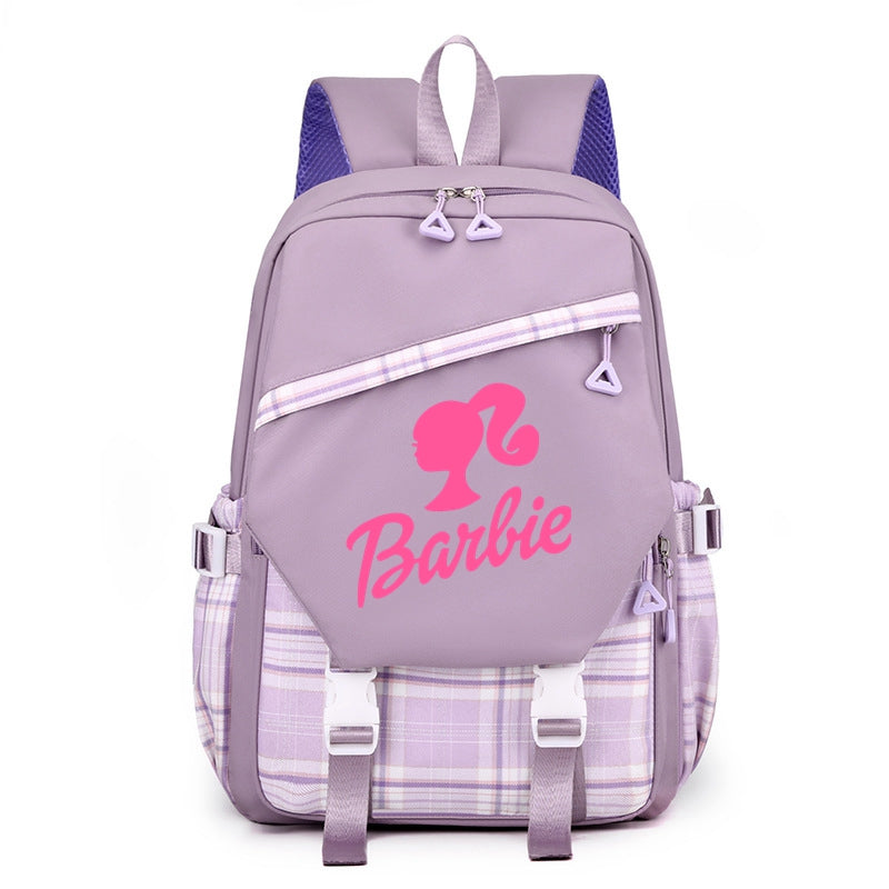 Barbie Girl's Nylon School Backpack Waterproof Multiple Pockets Ideal Gift