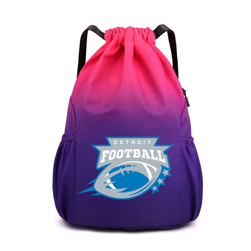 Detroit Drawstring Backpack American Football Large Gym Bag Water Resistant Sports Bag