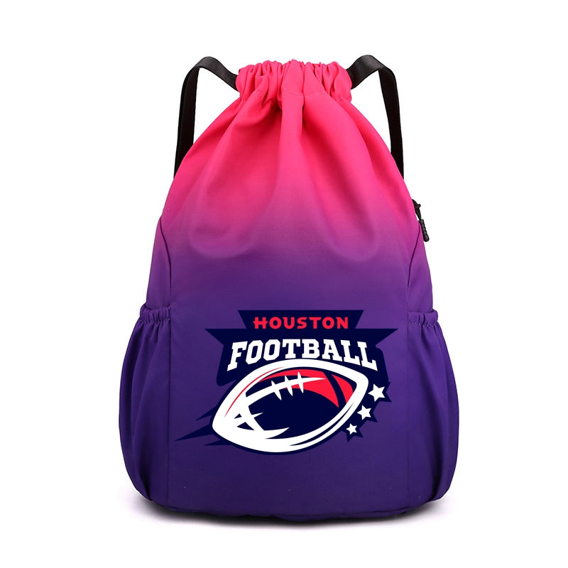 Houston Drawstring Backpack American Football Large Gym Bag Water Resistant Sports Bag