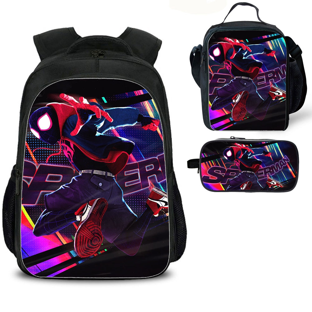 Kid's Spiderman Backpack Lunch Bag Pencil Case 3 Pieces