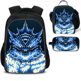 Kid's Godzilla Backpack Lunch Bag Pencil Case 3 Pieces