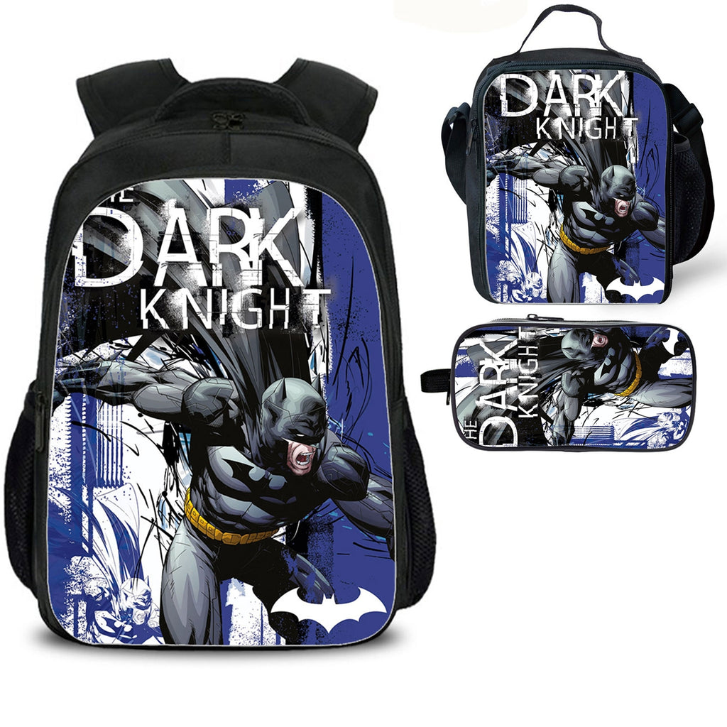 Dark Knight Kid's Backpack Lunch Bag Pencil Case 3 Pieces Pop School Merch