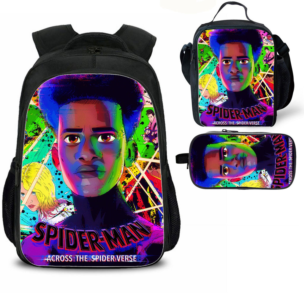 Spider-Man Across the Spider-Verse School Backpack Lunch Bag Pencil Case 3 Pieces Combo