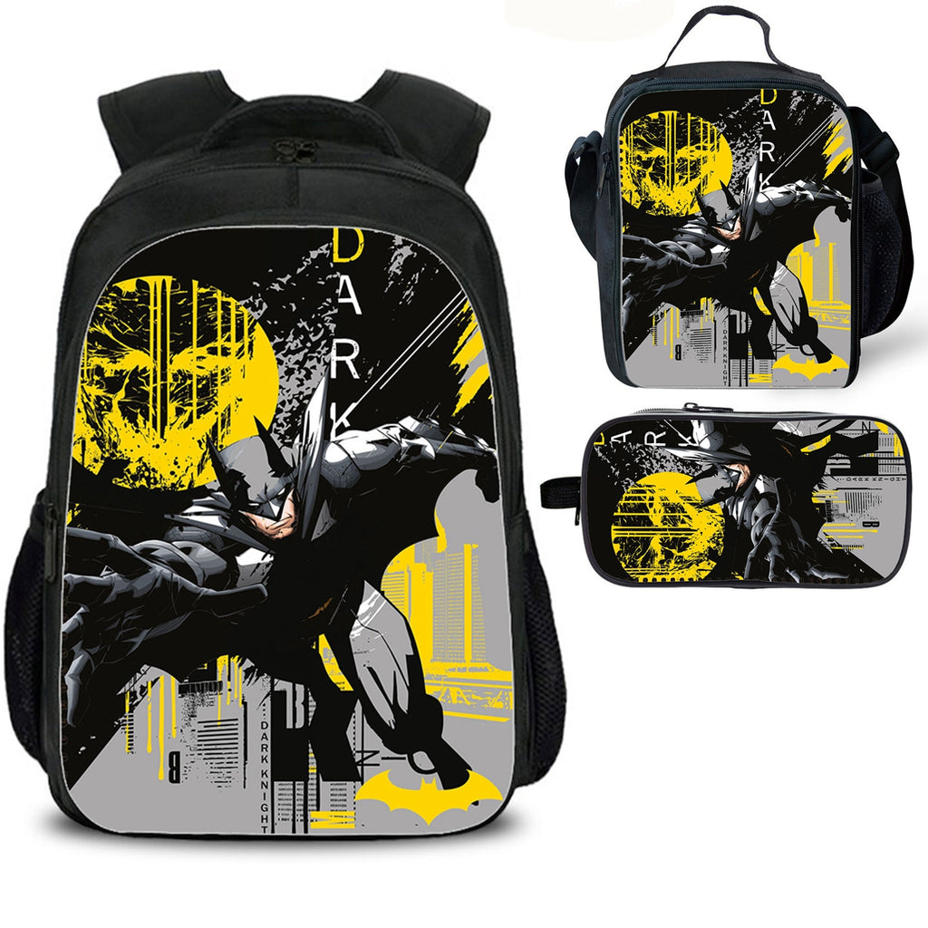 Dark Knight Kid's Backpack Lunch Bag Pencil Case 3 Pieces Pop School Merch