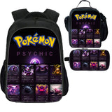 Psychic Type Pokemon Kid's School Backpack Lunch Bag Pencil Case 3 Pieces Combo