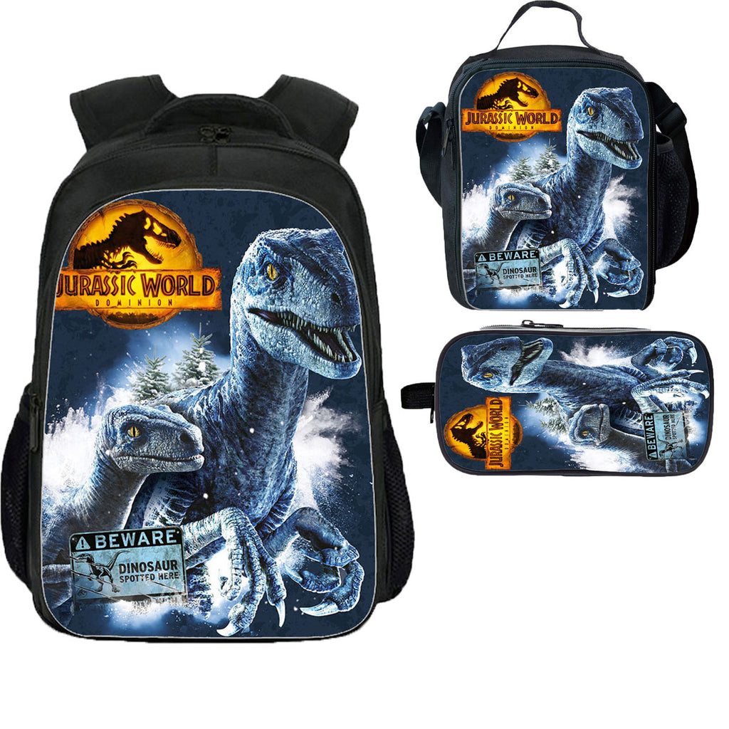 Jurassic Kid's Backpack Lunch Bag Pencil Case 3 Pieces Combo