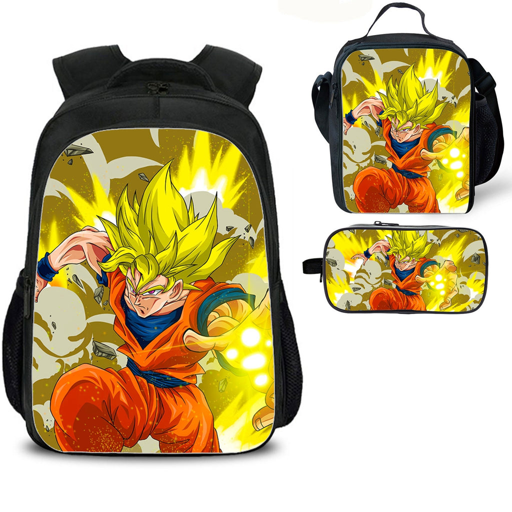 Dragon Ball Goku Kid's Backpack Lunch Bag Pencil Case 3 Pieces Pop School Merch