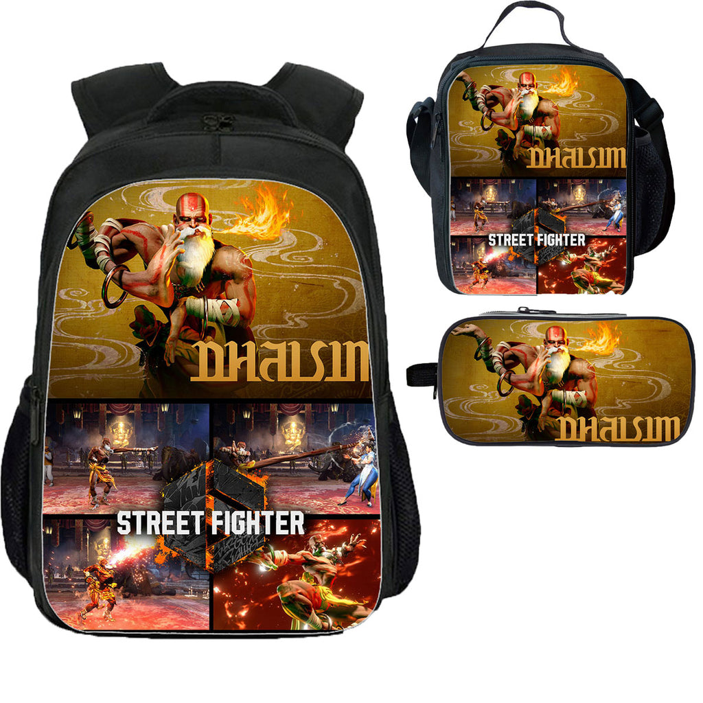 Street Fighter School Backpack Lunch Bag Pencil Case 3 Pieces Combo