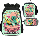 Minecraft Kid's School Backpack Lunch Bag Pencil Case 3 Pieces Combo