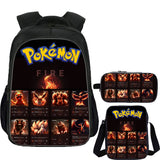 Fire Type Pokemon School Backpack Shoulder Bag Pencil Case 3 Pieces Combo