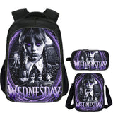 Wednesday Addams School Backpack Shoulder Bag Pencil Case 3 Pieces