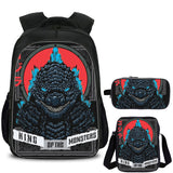 Kids Godzilla School Backpack Shoulder Bag Pencil Case 3PCS Trendy School Merch