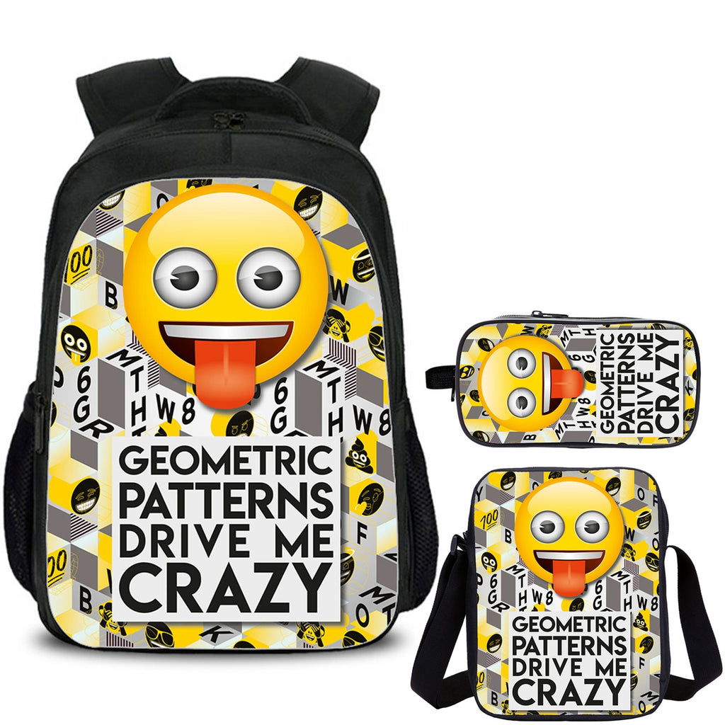 Emoji Kids School Backpack Shoulder Bag Pencil Case 3PCS Trendy School Merch