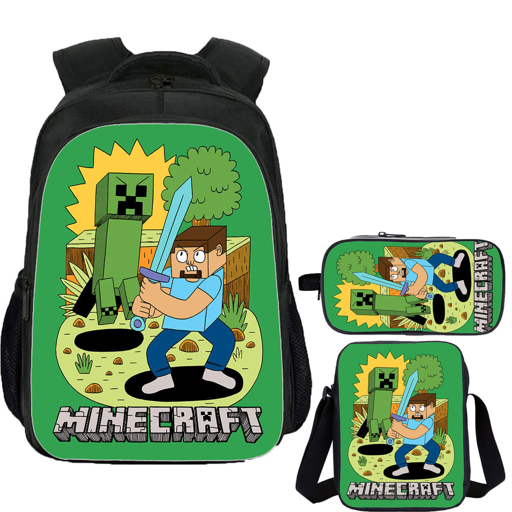 Minecraft School Backpack Shoulder Bag Pencil Case 3 Pieces Combo