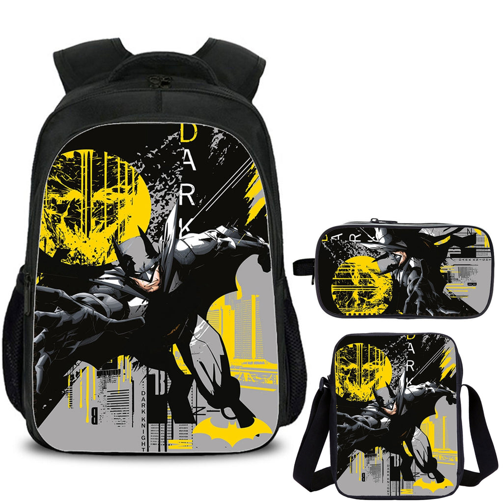 Dark Knight Kids School Backpack Shoulder Bag Pencil Case 3PCS Trendy School Merch