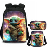Yoda Kids School Backpack Shoulder Bag Pencil Case 3PCS Baby Yoda Print School Merch