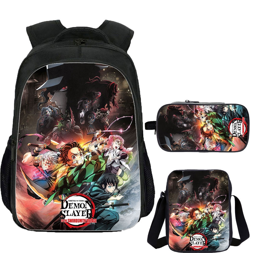 Demon Slayer School Backpack Shoulder Bag Pencil Case 3 Pieces