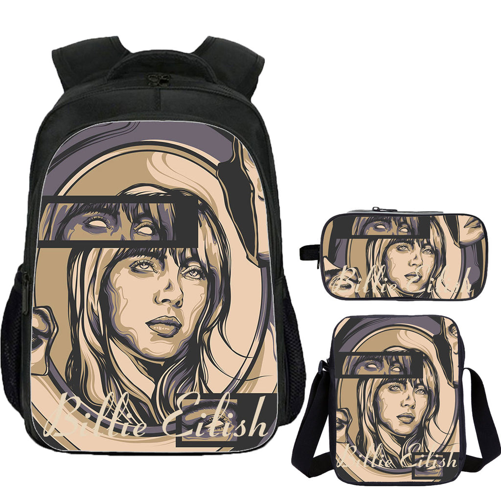 Billie Eilish School Backpack Shoulder Bag Pencil Case 3 Pieces