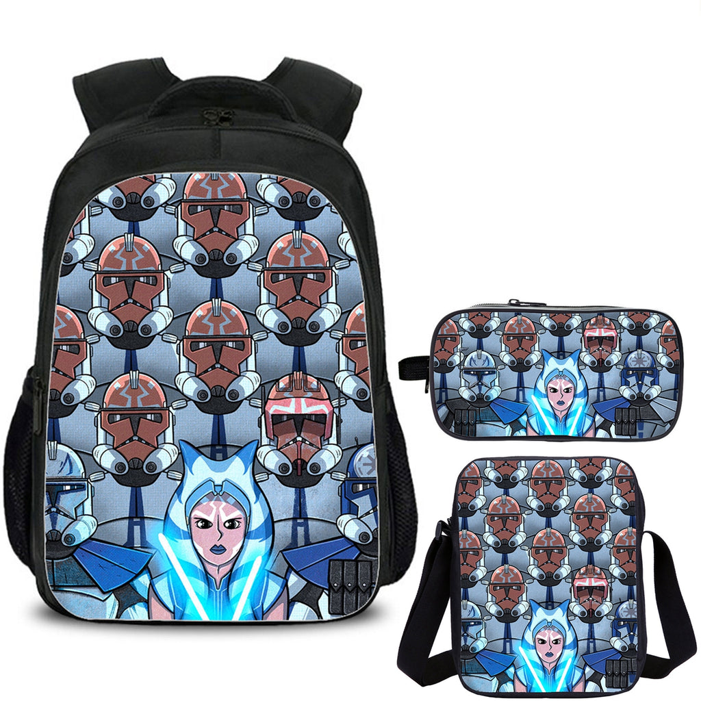 Ahsoka Kids School Backpack Shoulder Bag Pencil Case 3PCS Trendy School Merch