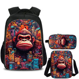 Donkey Kong Kids School Backpack Shoulder Bag Pencil Case 3PCS Trendy School Merch